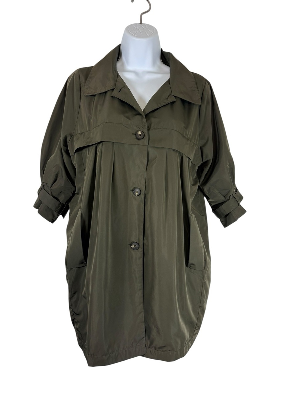 ODDY Olive Green Oversized Lightweight Trench Coat Jacket SzS